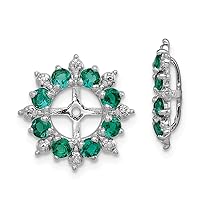 925 Sterling Silver Diamond and Created Emerald Earrings Jacket Measures 15x15mm Wide Jewelry for Women