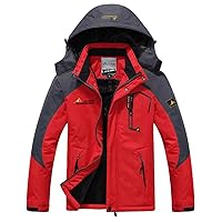 Men's Waterproof Ski Jacket Fleece Windproof Mountain Coat with Hooded