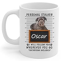 Lovesout Personal Stalker I Will Follow You Brown Grey Bouvier Des Flandres Personalized Name Coffee Mug White Ceramic Cup 11oz