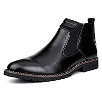 Mens High Tops Chelsea Boot Leather Oxford Dress Fashion Lightweight Casual Outdoor Retro Style Casual Shoes Black Brown (Color : Black 2, Size : 6.5)