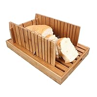 CHUNCIN - Bread Slicers for Homemade Bread, Bread Slicer, Foldable with Crumb Catcher Tray Thickness Adjustable for Homemade Bread & Loaf Cakes,Wood