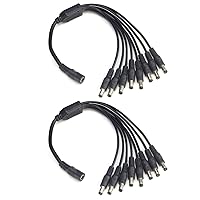 2-Pack 1 to 8 Way DC Power Splitter Cable, Plug 5.5mm x 2.1mm