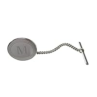 Silver Toned Etched Oval Letter M Monogram Tie Tack