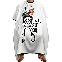 I Will Cut You Skull Barber Cape Adult Haircut Cape Hairdressing Apron for Home Salon Barbershop