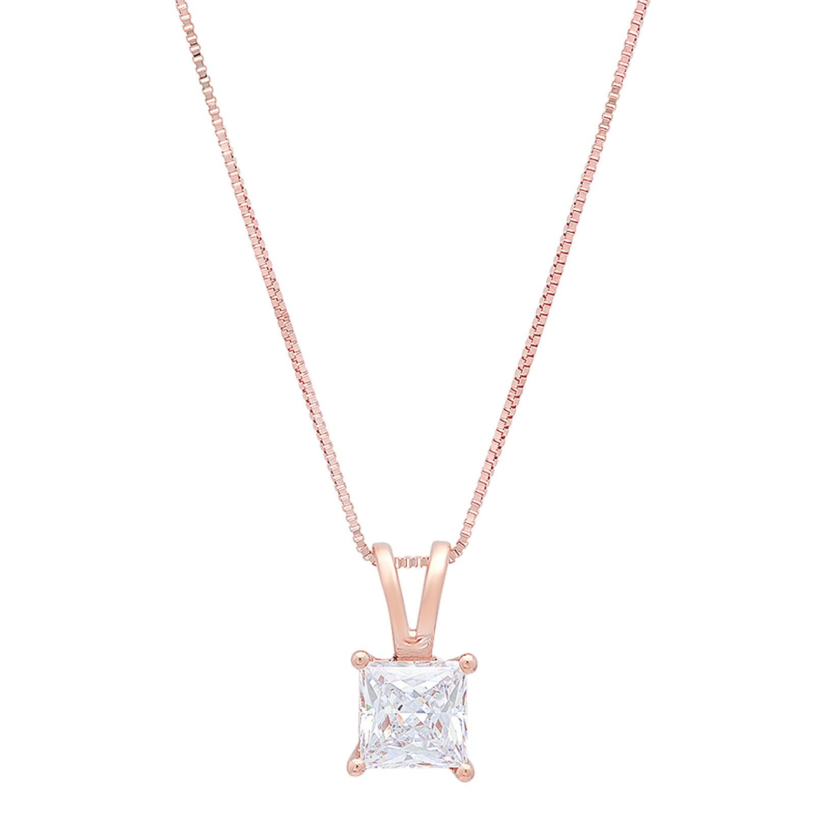 1.05 ct Brilliant Princess Cut Genuine Moissanite Ideal VVS1 D Solitaire Pendant Necklace With 16