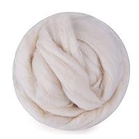 Crochet Kit Yarn 100g White Wool Soft Felting Wool Roving Spinning Weaving Wool Fiber for Crafts (Color : White)