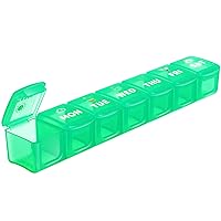 Weekly Pill Organizer Travel Pill Organizer Pill Box 7 Day Large Compartments Portable Easy to Clean for Vitamin Fish Oil Cod Liver Oil Medicine Supplements Green