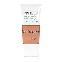 Neutrogena Clear Coverage Flawless Matte CC Cream, Full-Coverage Color Correcting Cream Face Makeup with Niacinamide (b3), Hypoallergenic, Oil Free & -Fragrance Free, Cappuccino, 1 oz