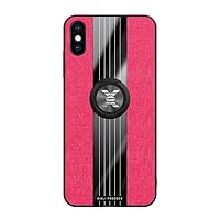 Cellphone Flip Case Compatible With iPhone X Case,with Magnetic 360°Kickstand Case,Multi-function Case Cloth Textue Shockproof TPU Protective Heavy Duty Case Smartphone Case Cover (Color : Red)