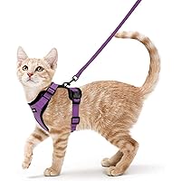 rabbitgoo Cat Harness and Leash for Walking, Escape Proof Soft Adjustable Vest Harnesses for Cats, Easy Control Breathable Reflective Strips Jacket, Purple, S