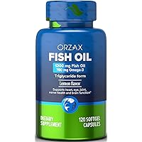 ORZAX Omega 3 Fish Oil 1200 mg - EPA DHA Omega 3 Supplement - Heart, Eye, Joint, and Nerve & Brain Supplement - Lemon Flavored - 120 Softgels Capsules