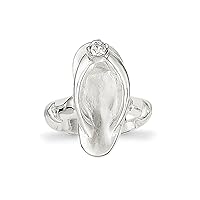 Solid 925 Sterling Silver Sandal CZ Cubic Zirconia Toe Ring (2mm)