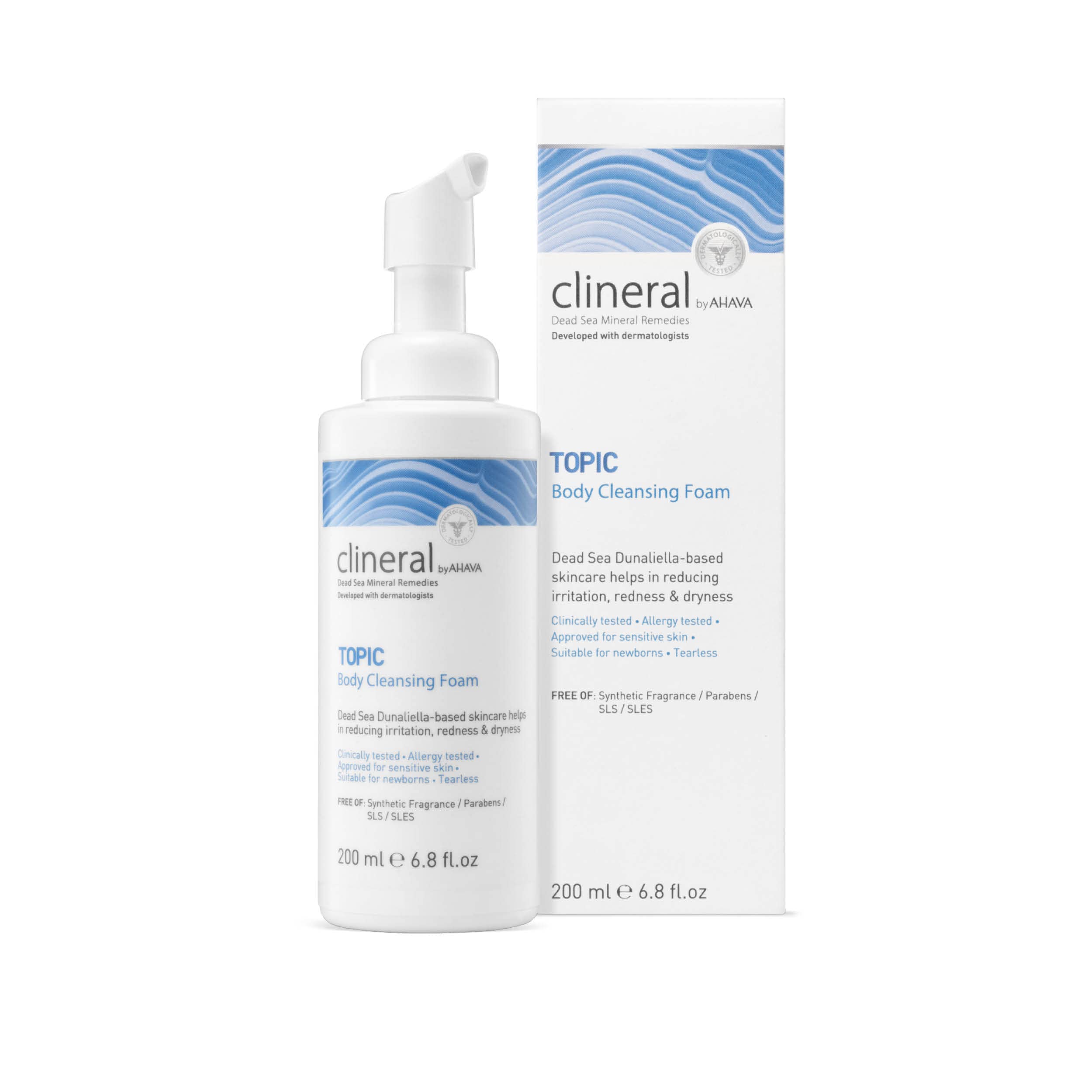 AHAVA Clineral Topic Body Skincare, Cleansing Foam, 6.8 Fl Oz