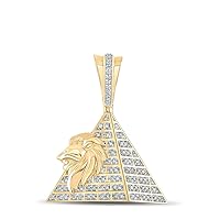 The Diamond Deal 10kt Yellow Gold Mens Round Diamond Lion Pyramid Charm Pendant 1/4 Cttw