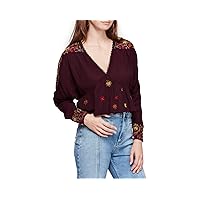 Free People Womens Embroidered Pullover Blouse