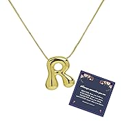 Bubble Letter Necklace For Women,Dainty Balloon Initial Necklaces 18k Gold Plated Chain Pendant Alphabet Necklaces For Teen Girls Girlfriend Charm Simple Jewerlry Gift