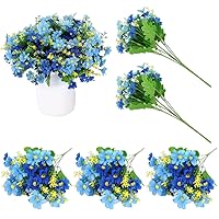 Artificial Daisy Flowers Faux Silk Daisy Stem Fake Flower Bouquet Flower Arrangement for Home Decor 5PCS 32cm Blue