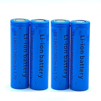 OHKEIYOY 4 pcs 3.7V 3800mAh Rechargeable Lithium ion Battery,18650 Li-ion Battery 18650 Flat Top Lithium Ion Battery for Doorbells, Large Capacity Battery for LED（5-7 Delivery）