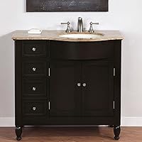 Silkroad Exclusive HYP-0902-T-UIC-38-R Single Right Sink Bathroom Vanity with Bath Furniture Cabinet, 38