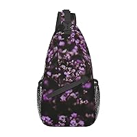 Cross Chest Bag Butterfly And Flower Printed Crossbody Sling Backpack Casual Travel Bag For Unisex