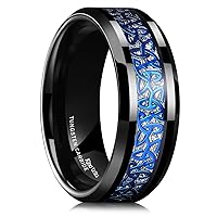 King Will Classic Tungsten Carbide Ring Silver/Black/Red/Green Inlay Celtic Knot 6mm/8mm Wedding Band for Men Engagement Ring Comfort Fit