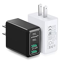 [2 Pack] USB Wall Charger, Costyle 40W 4 Port Double USB C Charger Block Multiport USB C Wall Charger Plug Dual Type C Fast Charging Block for iPhone 15 14 Plus 11 12 13 Pro Max XS iPad Watch Series