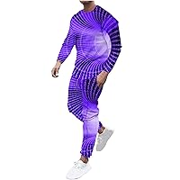 Men's 2 Piece Set 3D Print Tracksuit Long Sleeve Shirts and Jogger Pants Sports Suit Casual Soft Athletic Sweatsuits