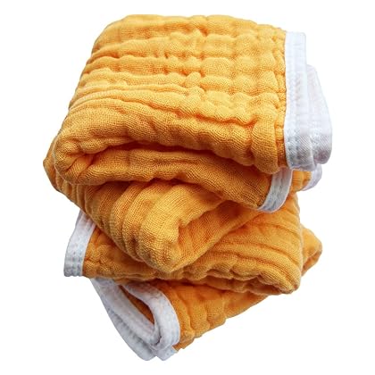 Muslin Burp Cloths Large 20 by 10 Inches 100% Cotton 6 Layers Extra Absorbent and Soft (Orange)