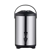 Stainless Steel Insulated Beverage Dispenser – Insulated Thermal Hot and Cold Beverage Dispenser with Spigot for Hot Tea & Coffee, Cold Milk, Water, Juice,Soup Family Party Cafe Buffet
