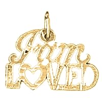 18K Yellow Gold I am Loved Saying Pendant, Made in USA