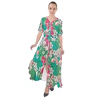 CowCow Womens Summer Hawaii Flowy Boho Floral Flowers Tropical Beach Waist Tie Boho Maxi Dress