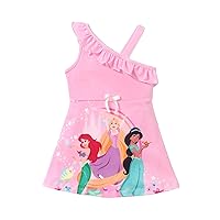 Disney Princess Toddler Girl's Dress Off-Shoulder Suspender Ruffled Waist Sundress 2-6 Years