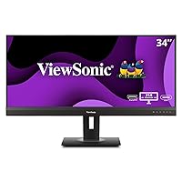 ViewSonic VG3456A 34 Inch 21:9 UltraWide QHD 1440p IPS Monitor with Ergonomic Design, 100W USB C, Docking Built-in, Gigabit Ethernet for Home and Office