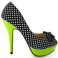 Womens Hot Polka Dots Bow High Heel Platform Stiletto Pumps,LF30426