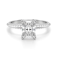 Siyaa Gems 2.50 CT Radiant Diamond Moissanite Engagement Ring Wedding Ring Eternity Band Vintage Solitaire Halo Hidden Prong Silver Jewelry Anniversary Promise Ring Gift