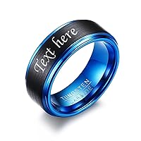 MPRAINBOW Custom Engraving Men's Tungsten Carbide Ring Wedding Engagement Promise Universary Ring for Men,Men's Jewelry Gift