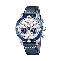 18811/1 Connected Collection, 45 mm Silver Case with Blue Leather Strap for Men, One Size, Strip