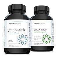Smarter Gut Health Probiotics - Superior Digestive & Immune Support + Smarter Nutrition Enzymes - Daily Digestive Aids with 16 Different Natural Enzymes