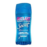 Secret Outlast Antiperspirant Deodorant for Women, Invisible Solid, Completely Clean Scent, 2.6 oz