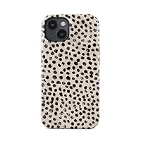 BURGA Phone Case Compatible with iPhone 15 Plus - Hybrid 2-Layer Hard Shell + Silicone Protective Case -Black Polka Dots Pattern Nude Almond Latte - Scratch-Resistant Shockproof Cover