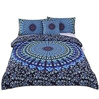 Sleepwish Boho Bedding Sets Full 4 Pcs Blue Bohemian Duvet Cover Colorful Mandala Comforter Cover Hippie Paisley Bedspreads for Boys Girls (Full Size)