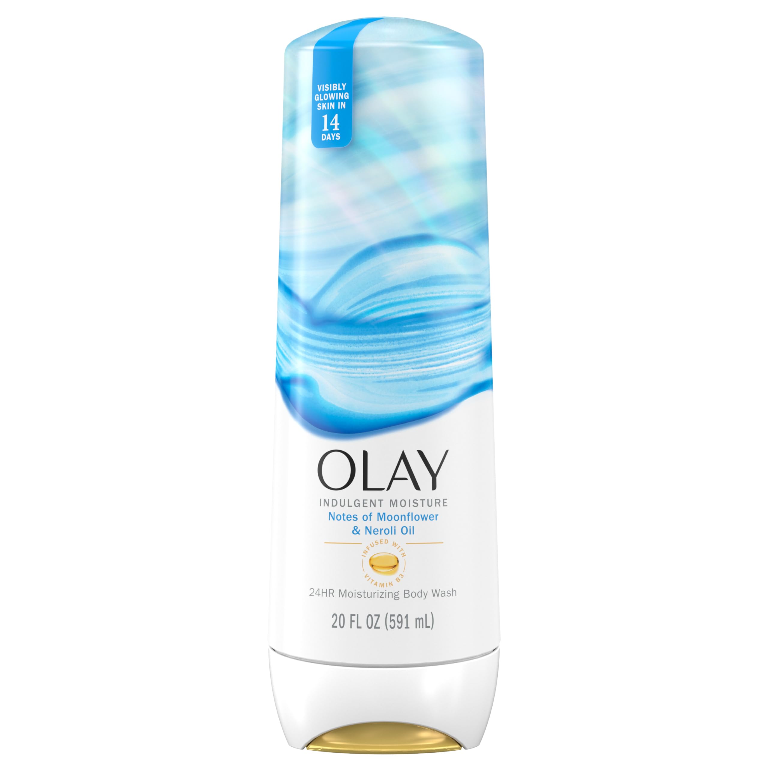 Olay Indulgent Moisture Body Wash for Women, Infused with Vitamin B3, Notes of Moonflower and Neroli Oil Scent, 20 fl oz