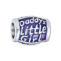 Fathers Love CZ Words Saying Daddys Girls Love of Daughter Charm Bead For Daughter Teen .925 Sterling Silver Fits European Bracelet