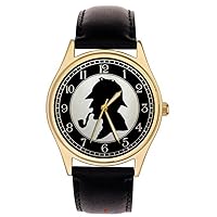 Vintage Sherlock Holmes Silhouette PEARLOID DIAL Solid Brass Collectible Wrist Watch