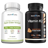 Apple Cider Vinegar Capsules with The Mother Help Improve Energy, Immunity, Digestion & Metabolism + Vitamin K2 Supplement - Full Spectrum Vitamin K2 MK7, MK4 & Calcium - 90 Capsules
