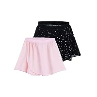 2 Pack Dance Skirts for Girls 10-12 Years Old Pink Chiffon Ballet Dancewear Black Wrap Tutu Dresses Dancing Dress up