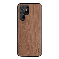 Creative Wood Grain Wear Resistant Phone Case Back Cover for Samsung Galaxy S22 S21 S20 S10 Ultra Plus FE, Soft TPU Border Shockproof Shell(Tan,S21 FE)