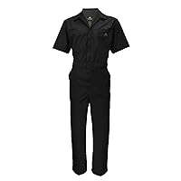 Natural Uniforms Mens Short Sleeve Zip Up Coverall, Stain and Wrinkle Resistant (Black, Large)