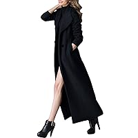 Women's Long Cashmere Wool Overcoat Winter Double Breasted Trench Pea Coats