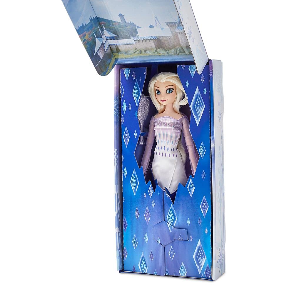 Disney Store Official Princess Elsa Classic Doll for Kids, Frozen 2, 11½ Inches, Includes Golden Brush with Molded Details, Fully Posable Toy in Satin Dress - Suitable for Ages 3+ Toy Figure